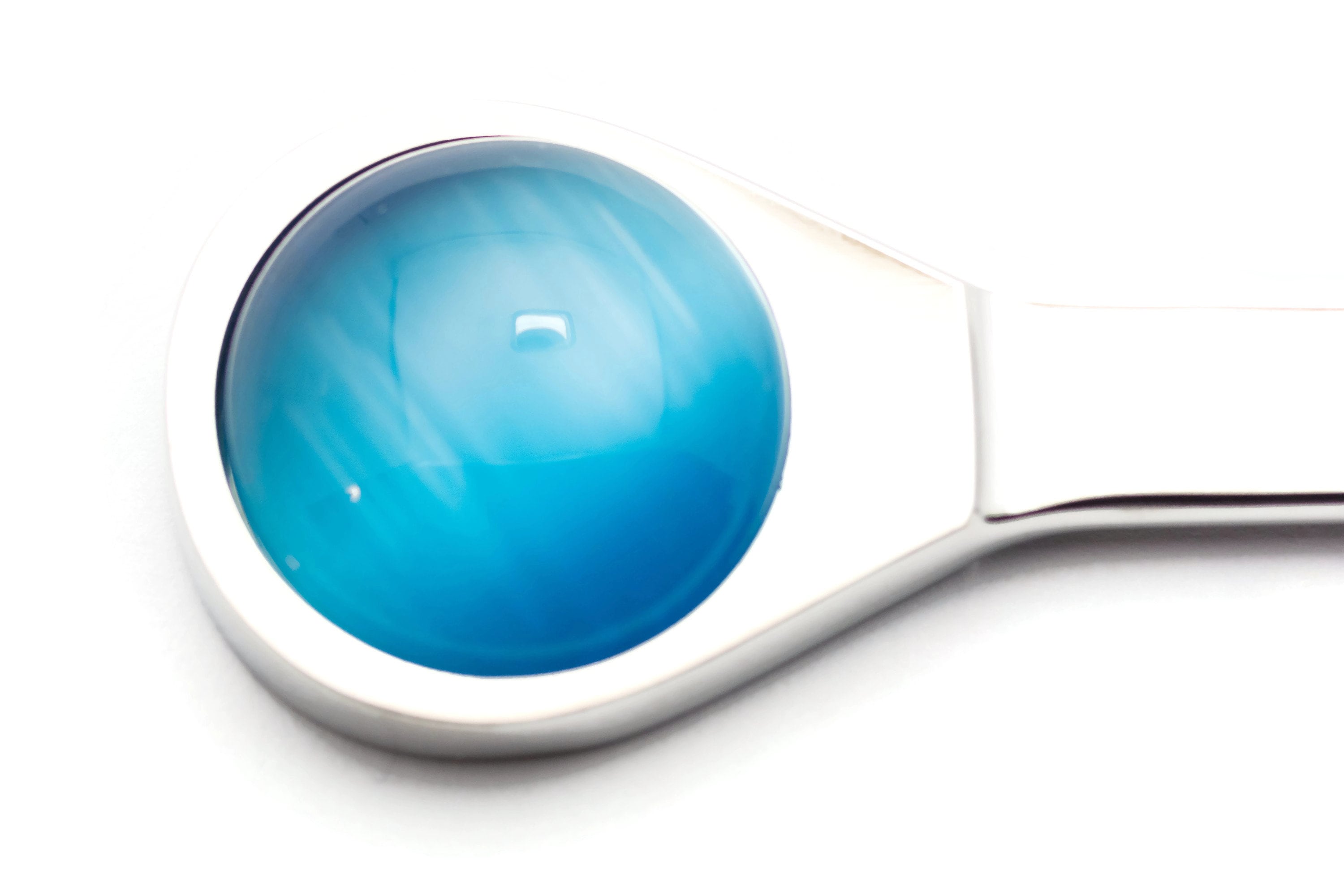 Turquoise Blue Cat's Eye Letter Opener • Chrome Plated Steel • Paper Knife • Desk Accessory • 8-Inch