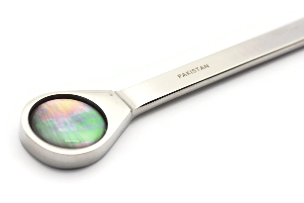 Black Lip Shell Letter Opener • Chrome Plated Steel • Paper Knife • Desk Accessory • 8-Inch