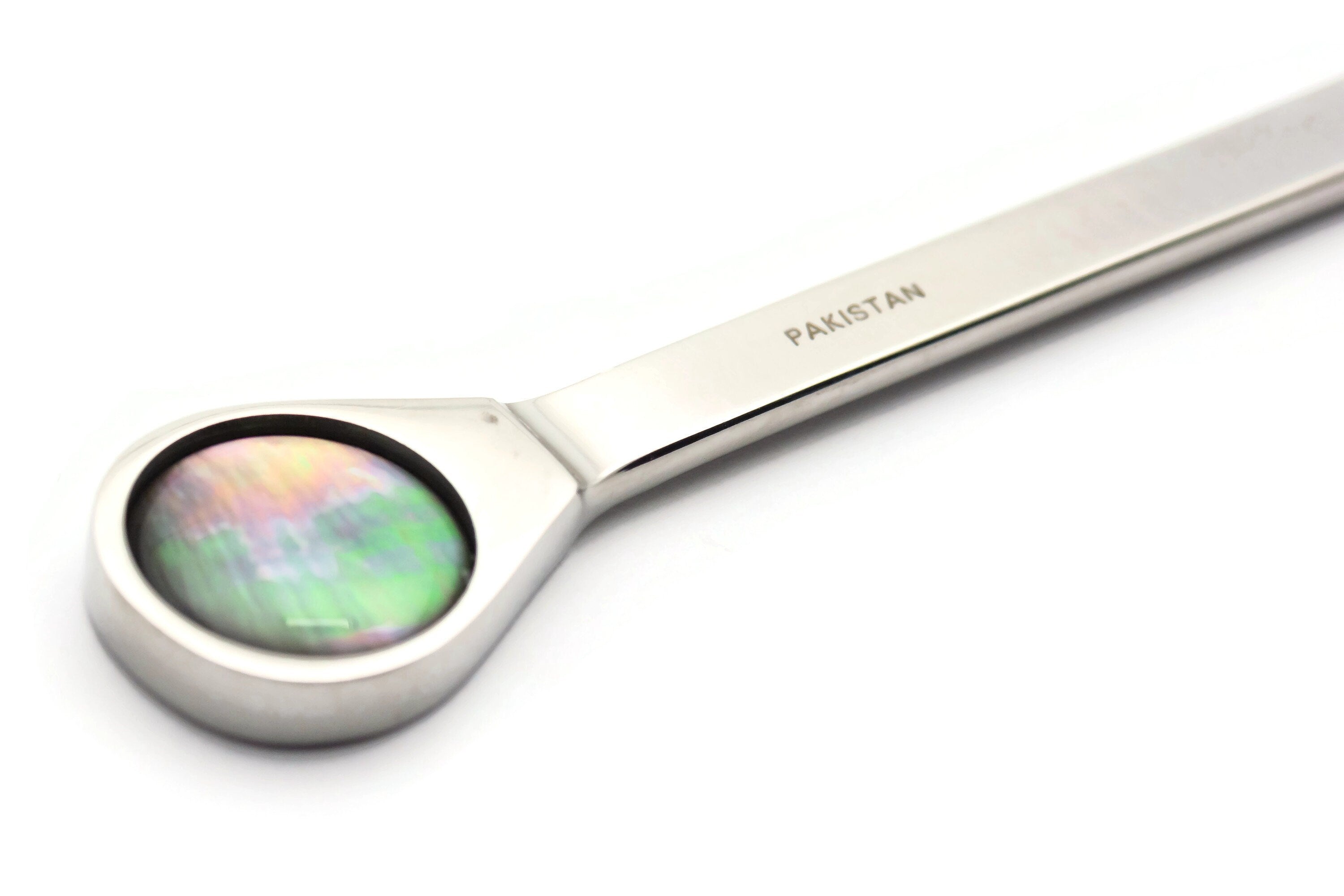 Black Lip Shell Letter Opener • Chrome Plated Steel • Paper Knife • Desk Accessory • 8-Inch