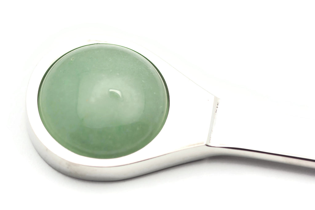 Green Aventurine Letter Opener • Chrome Plated Steel • Paper Knife • Desk Accessory • 8-Inch