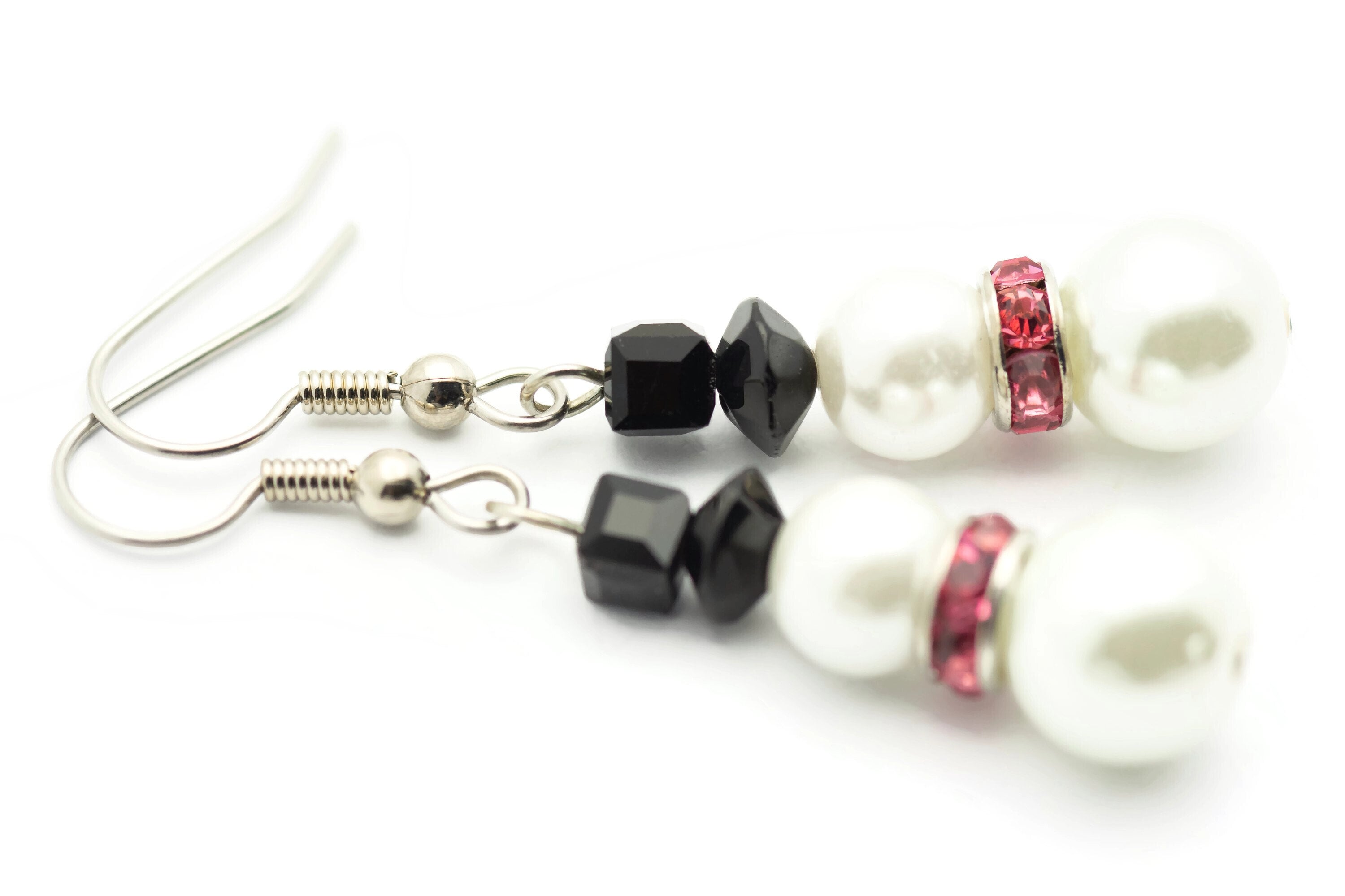 Snowman Earrings, White Snowmen, Surgical Steel, Snow Woman, Winter Jewelry, Pink Scarf, Holiday Earrings, Christmas Earrings, Snow Love