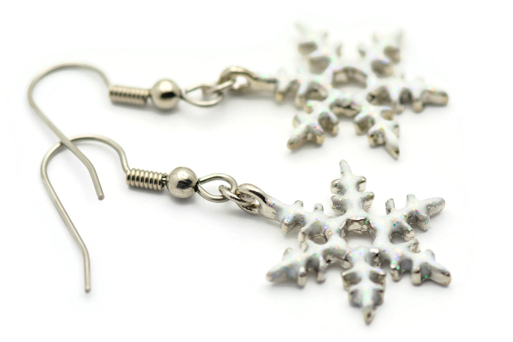 Frosted Snowflake, Snowy Snowflake, White Snow, Christmas Earrings, Holiday Earrings, Winter Jewelry