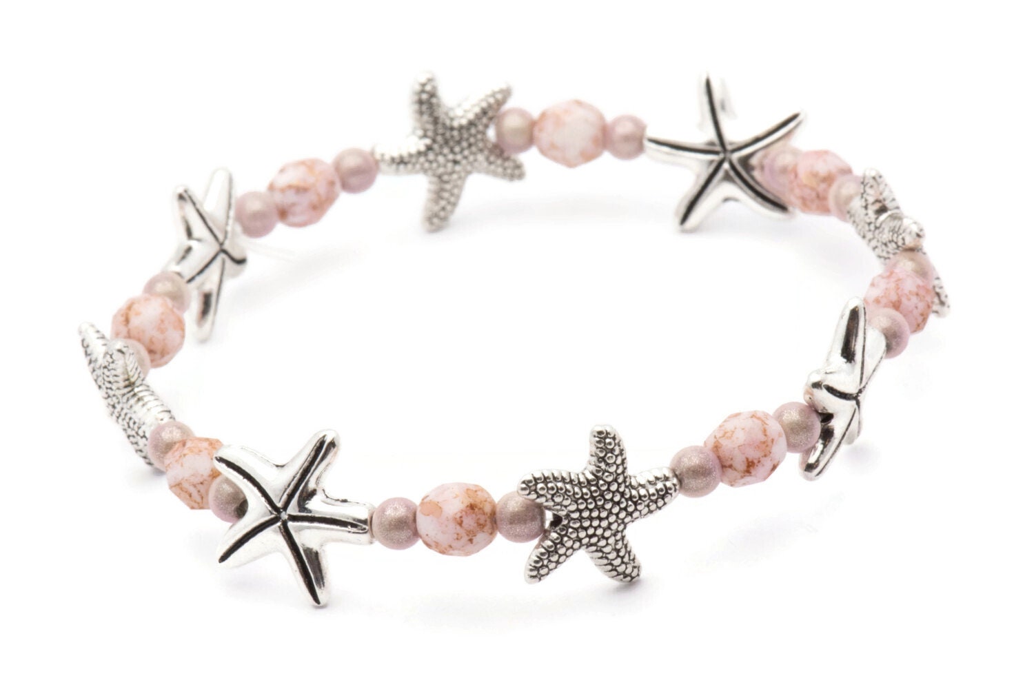 Summer Starfish Bracelet, Pink, Starfish Bracelet, Stretch