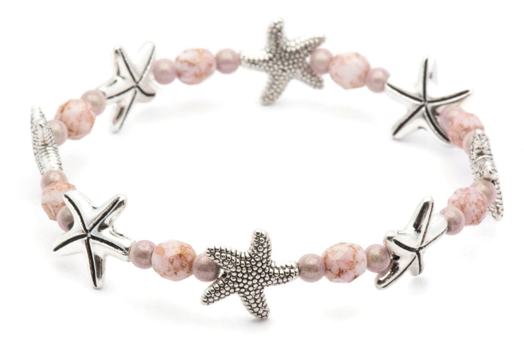 Summer Starfish Bracelet, Pink, Starfish Bracelet, Stretch