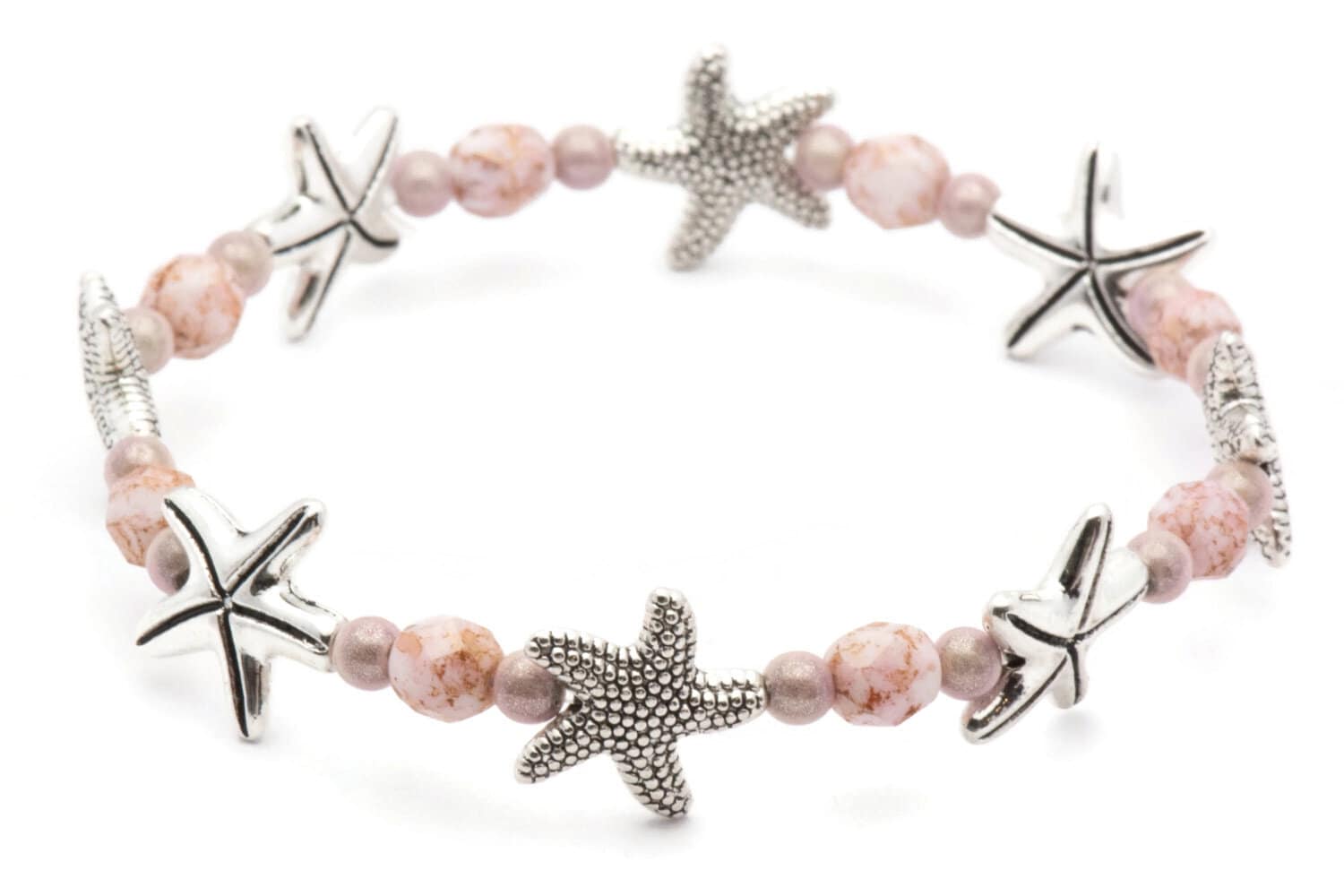 Summer Starfish Bracelet, Pink, Starfish Bracelet, Stretch
