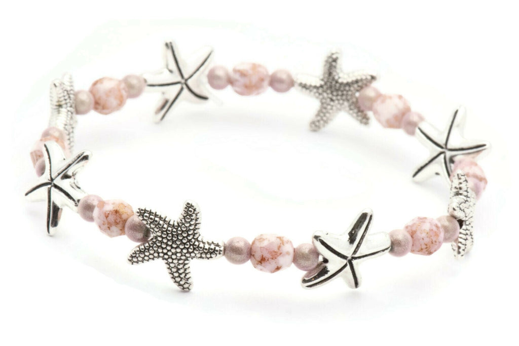 Summer Starfish Bracelet, Pink, Starfish Bracelet, Stretch