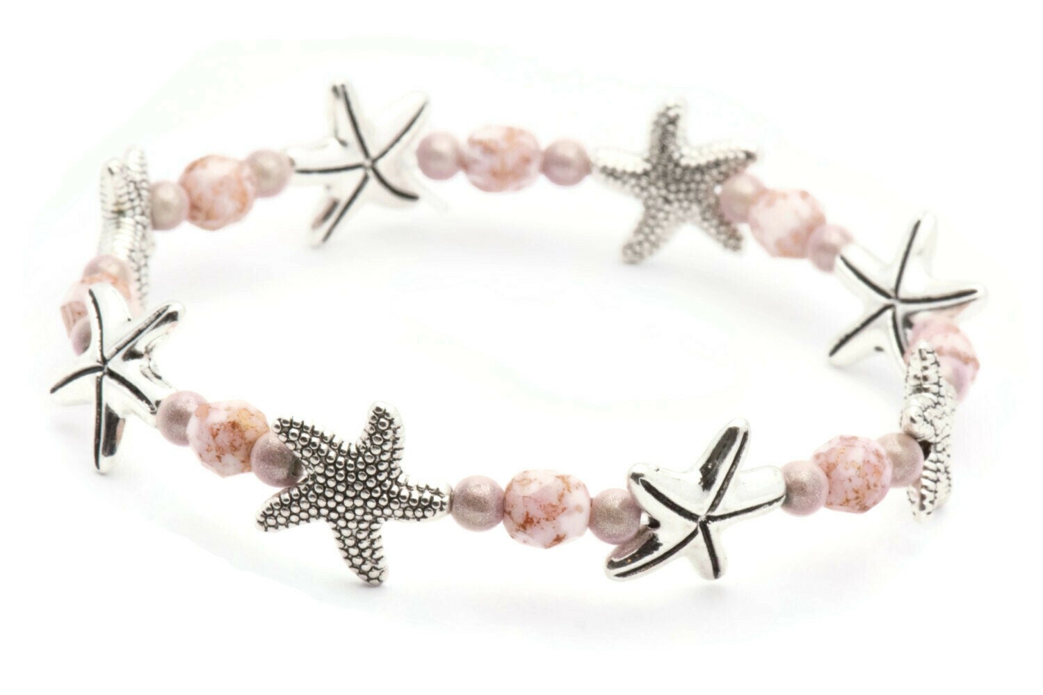 Summer Starfish Bracelet, Pink, Starfish Bracelet, Stretch