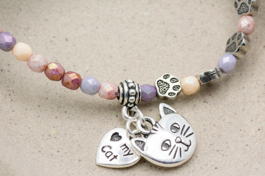 I Love My Cat Charm Stretch Bracelet, Gifts for Cat Lovers
