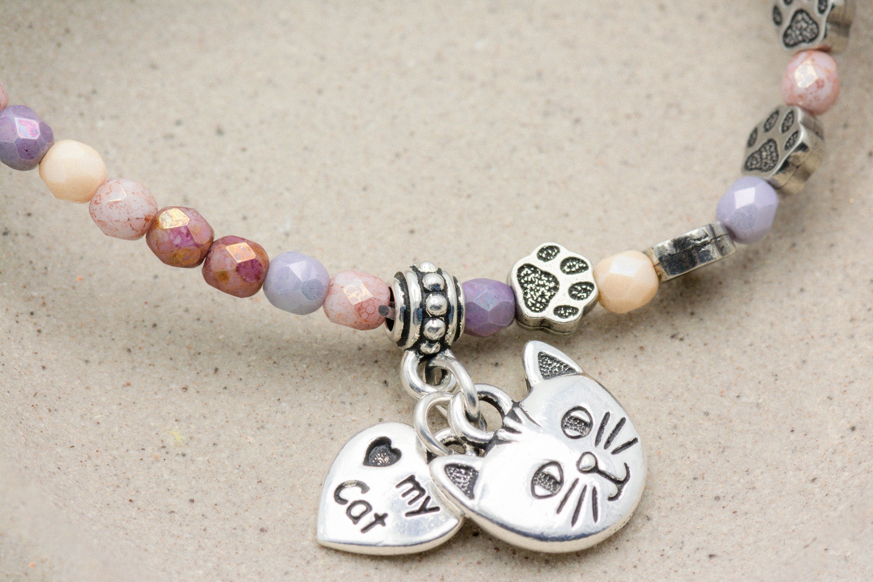 I Love My Cat Charm Stretch Bracelet, Gifts for Cat Lovers