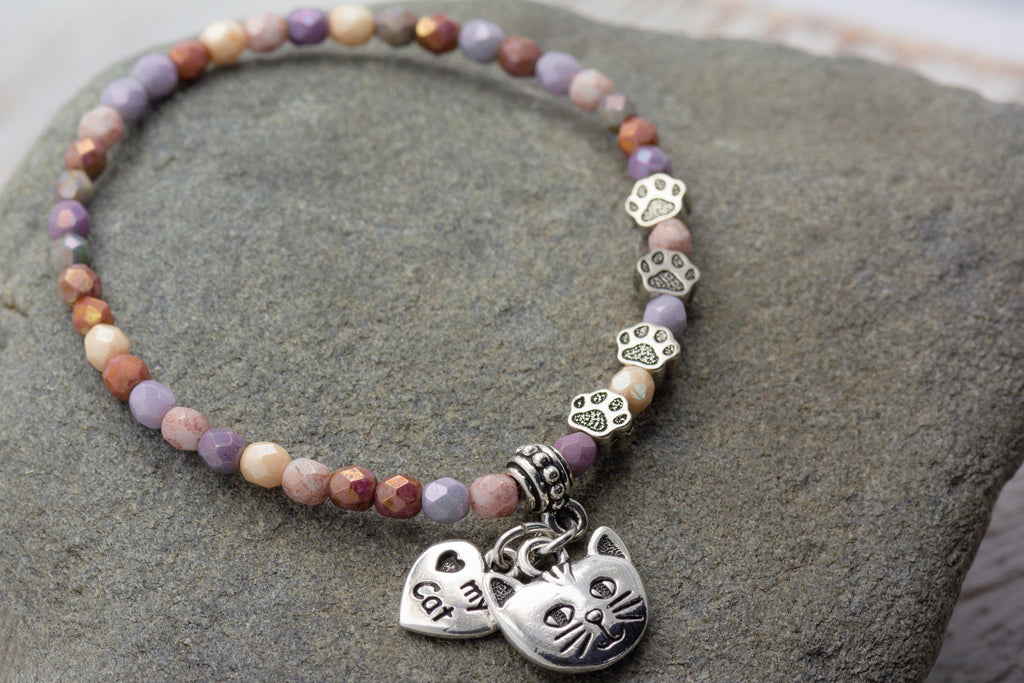 I Love My Cat Charm Stretch Bracelet, Gifts for Cat Lovers