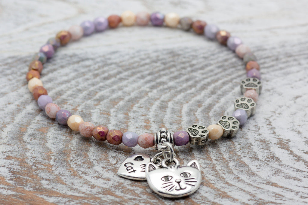 I Love My Cat Charm Stretch Bracelet, Gifts for Cat Lovers