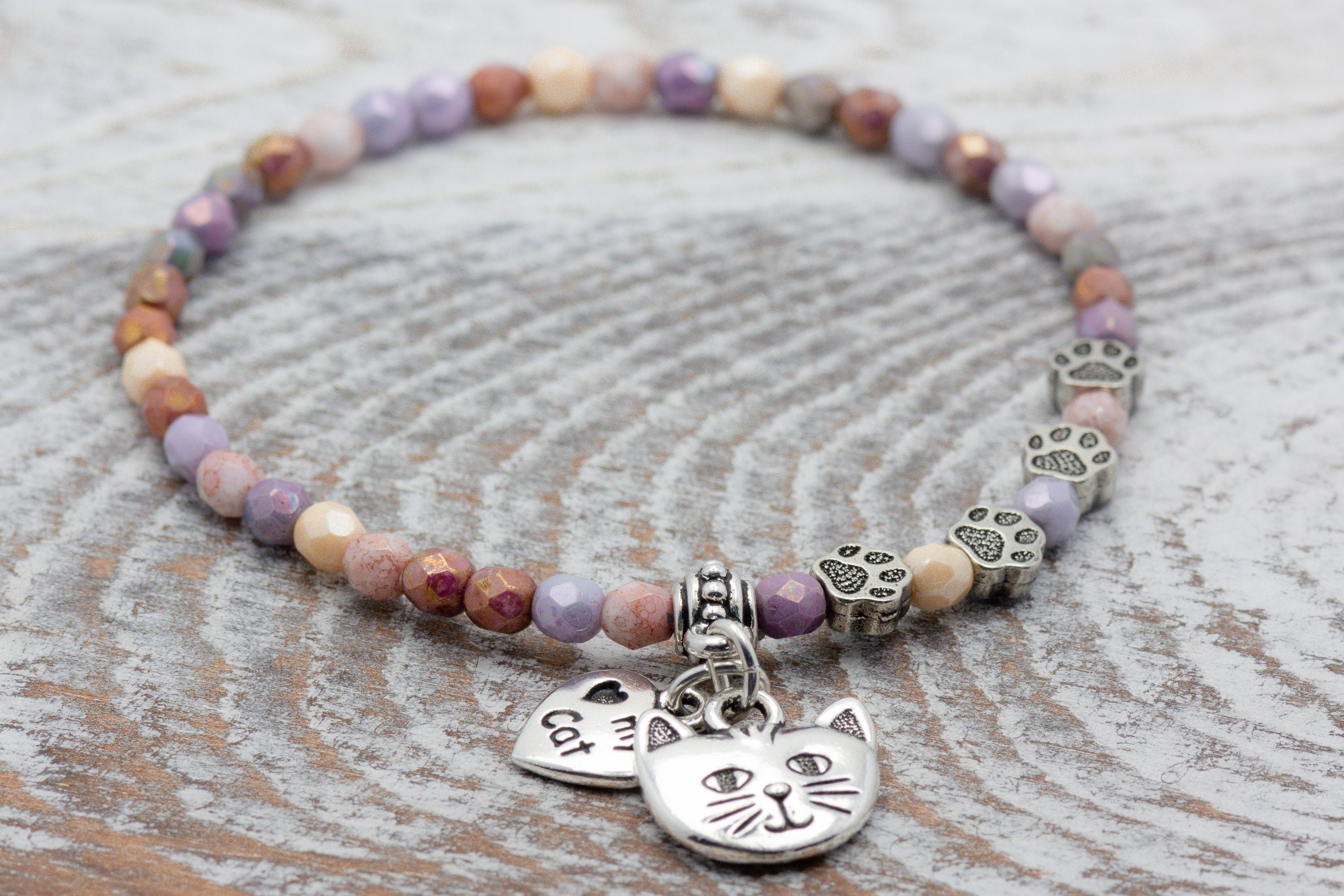 I Love My Cat Charm Stretch Bracelet, Gifts for Cat Lovers