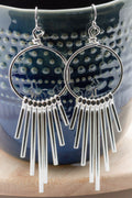 Funky Silver Hoop Fringe Earrings • Boho Statement Jewelry • Handmade Jewelry Gift • Fun Earrings for Women