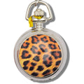 Leopard Print Porcelain, Silvertone Pocket Watch Necklace, Chain Necklace Watch, Long Necklace Watch, Watch Locket Necklace