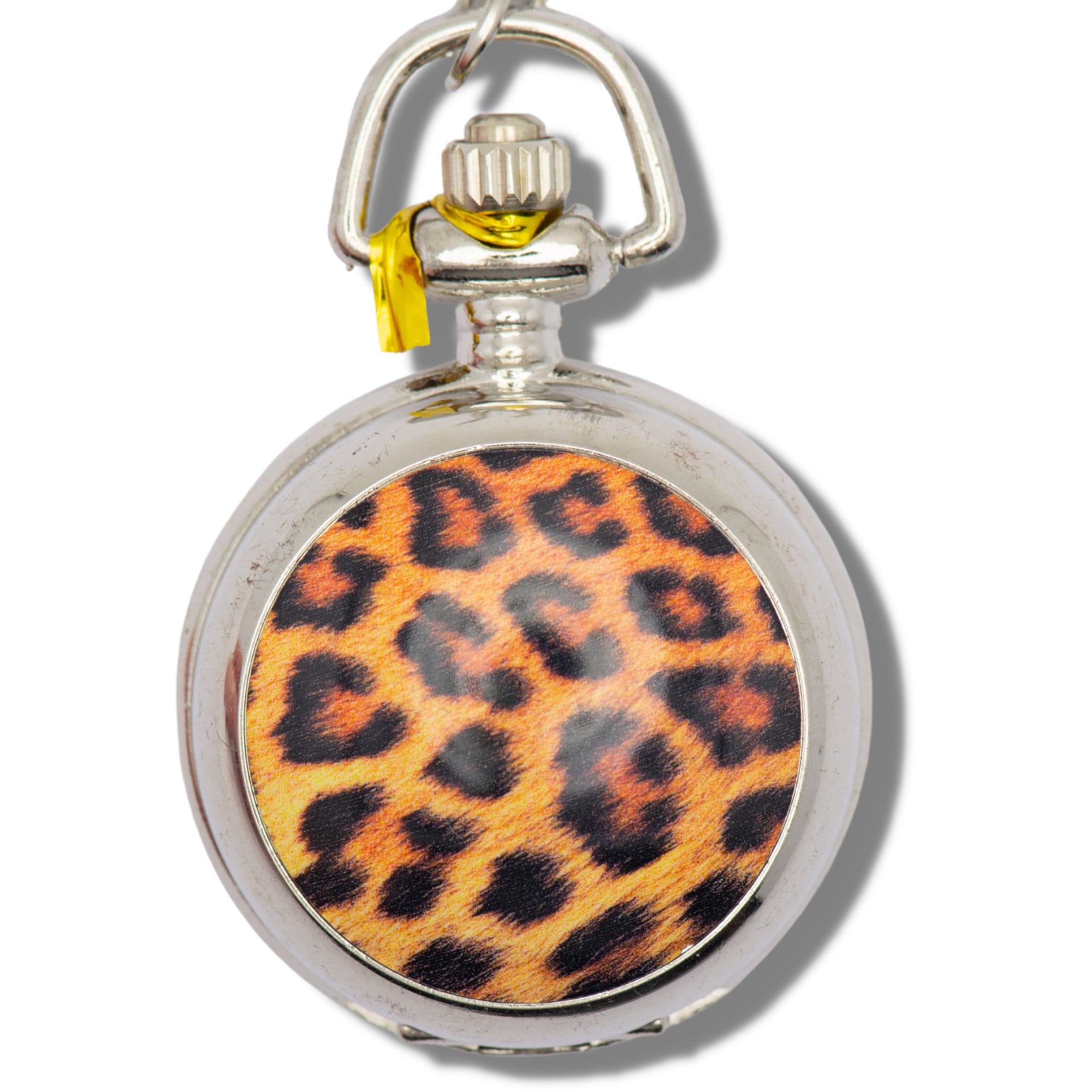 Leopard Print Porcelain, Silvertone Pocket Watch Necklace, Chain Necklace Watch, Long Necklace Watch, Watch Locket Necklace