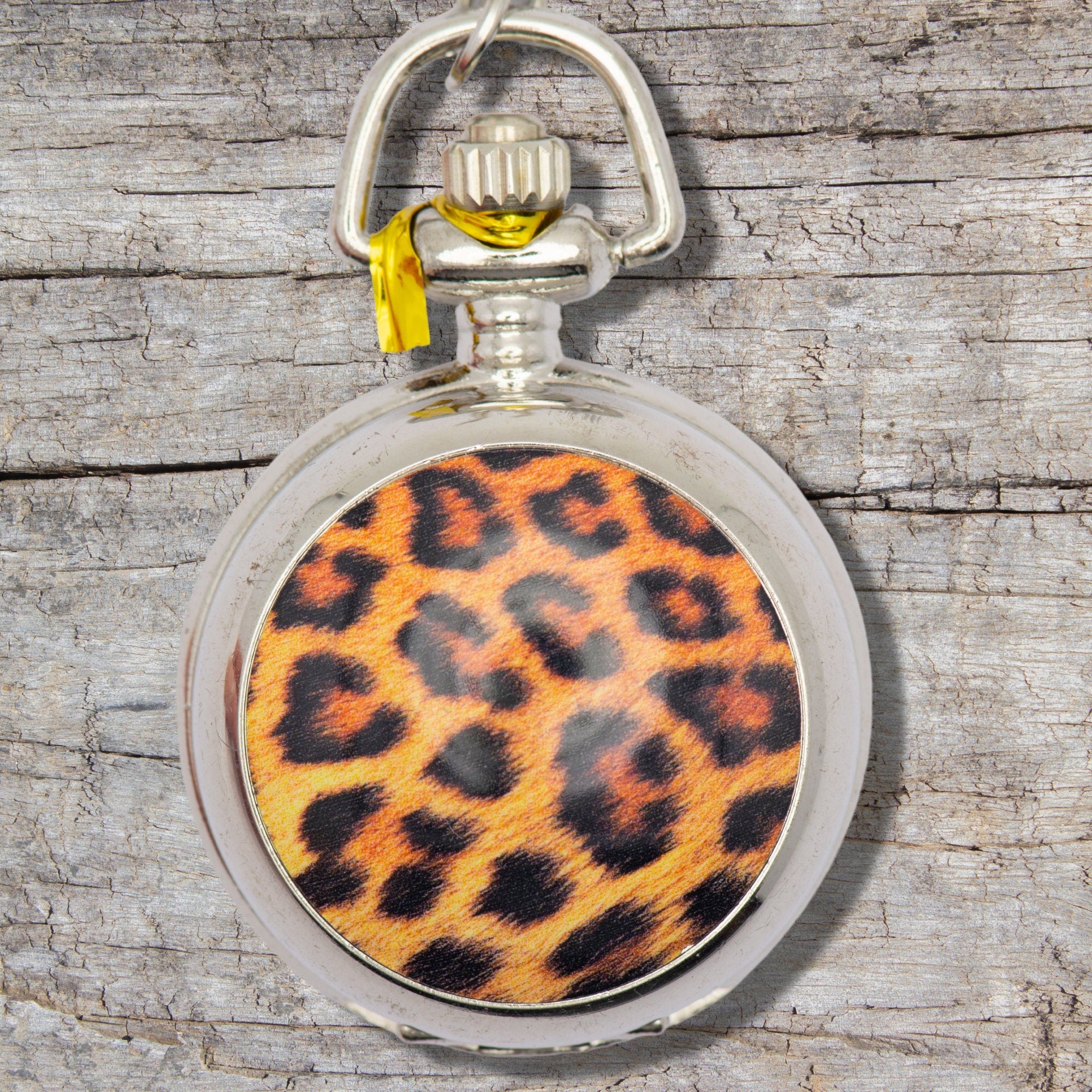 Leopard Print Porcelain, Silvertone Pocket Watch Necklace, Chain Necklace Watch, Long Necklace Watch, Watch Locket Necklace
