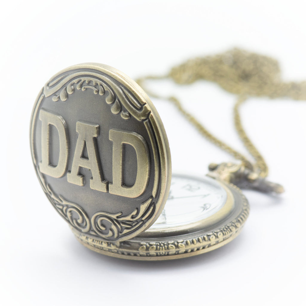 Large Antique Bronze Dad Pocket Watch Necklace | Long Necklace Watch | Bronze Pocket Watch | Dad Watch
