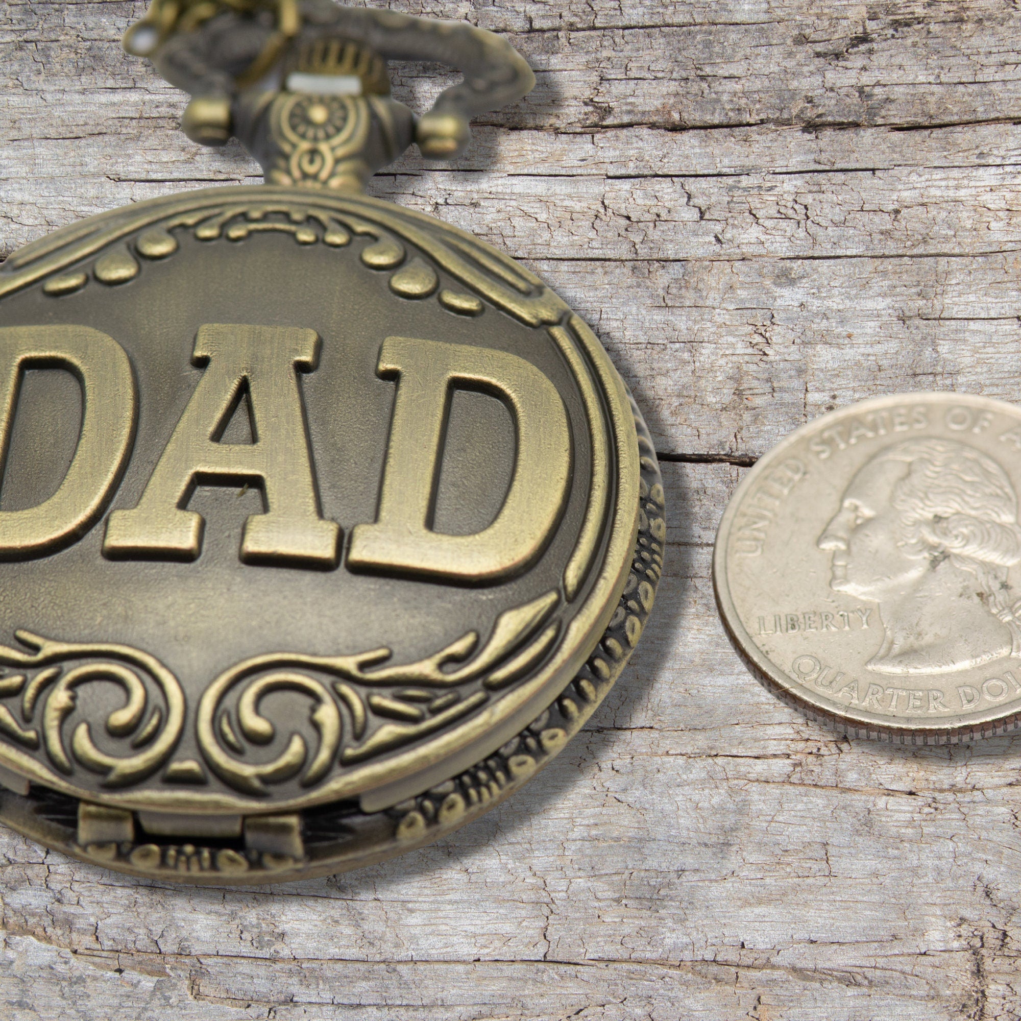 Large Antique Bronze Dad Pocket Watch Necklace | Long Necklace Watch | Bronze Pocket Watch | Dad Watch