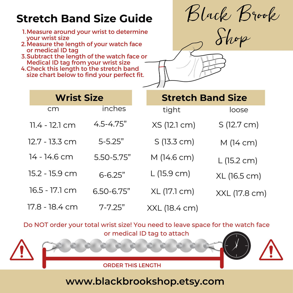 Aragonite Stretch Interchangeable Beaded Bracelet Watch Band • Medical ID Bracelet • Bracelet Watch Band