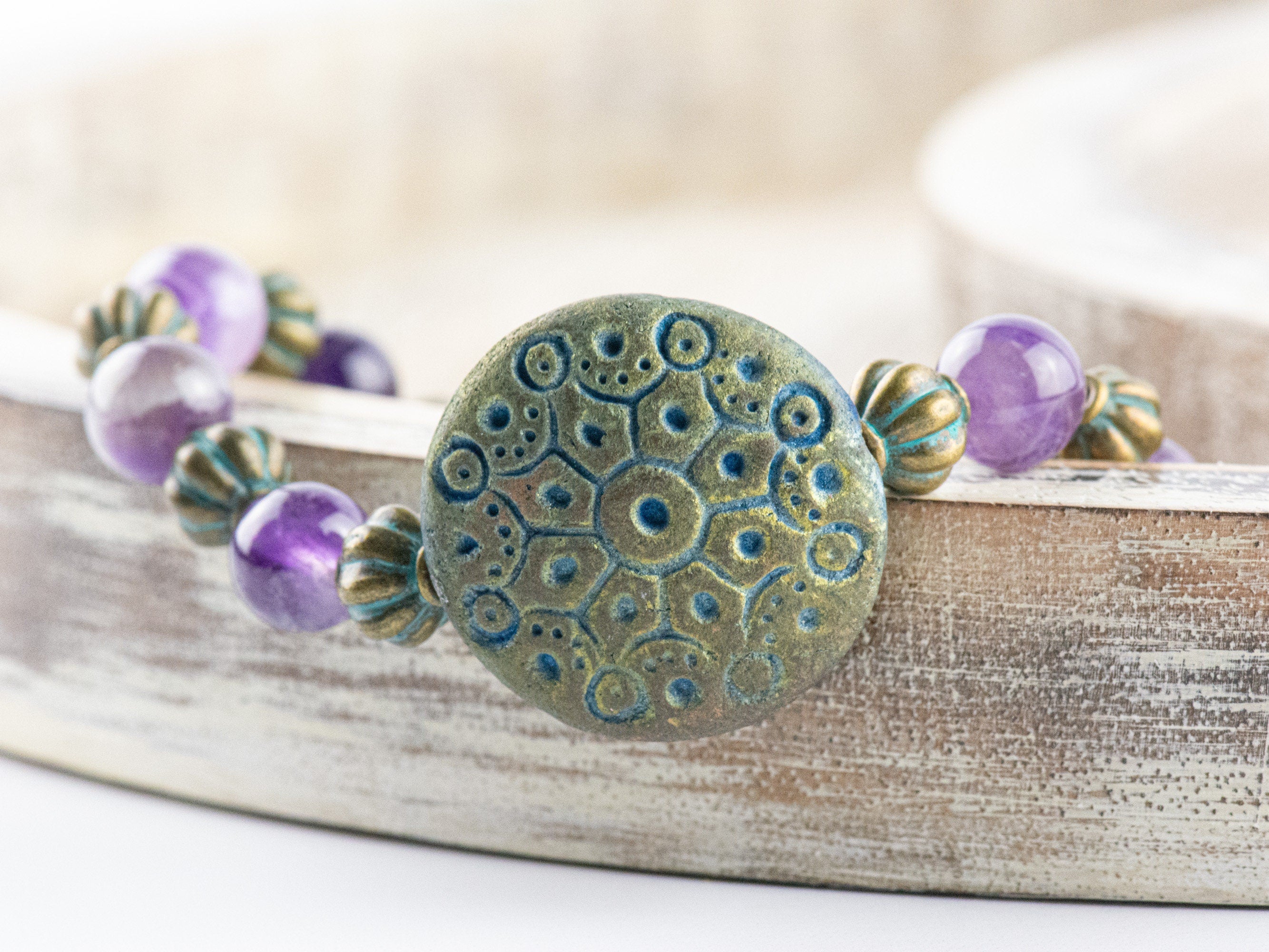 Purple Amethyst Stretch Bracelet / Genuine Gemstone / Earthy Jewelry / February Birthstone