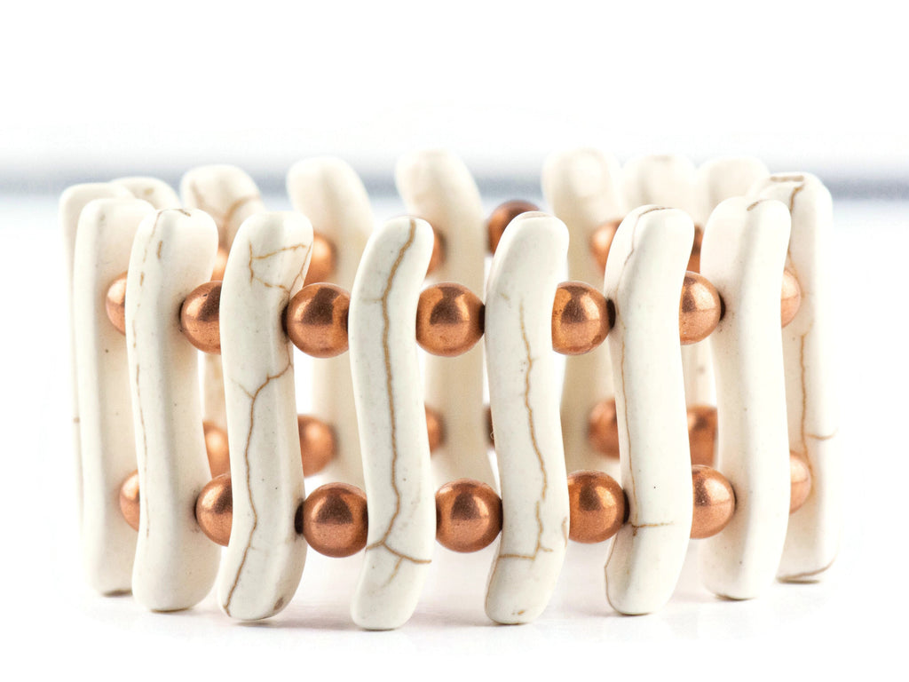 White Stone Stretch Bracelet / Stone Jewelry / Cuff Bracelet / Unique Jewelry