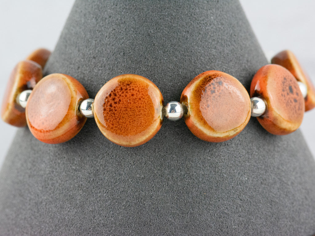 Brownish Pink Ceramic Interchangeable Stretch Beaded Watch Band • Medical ID Bracelet • Single Strand • Handmade Jewelry