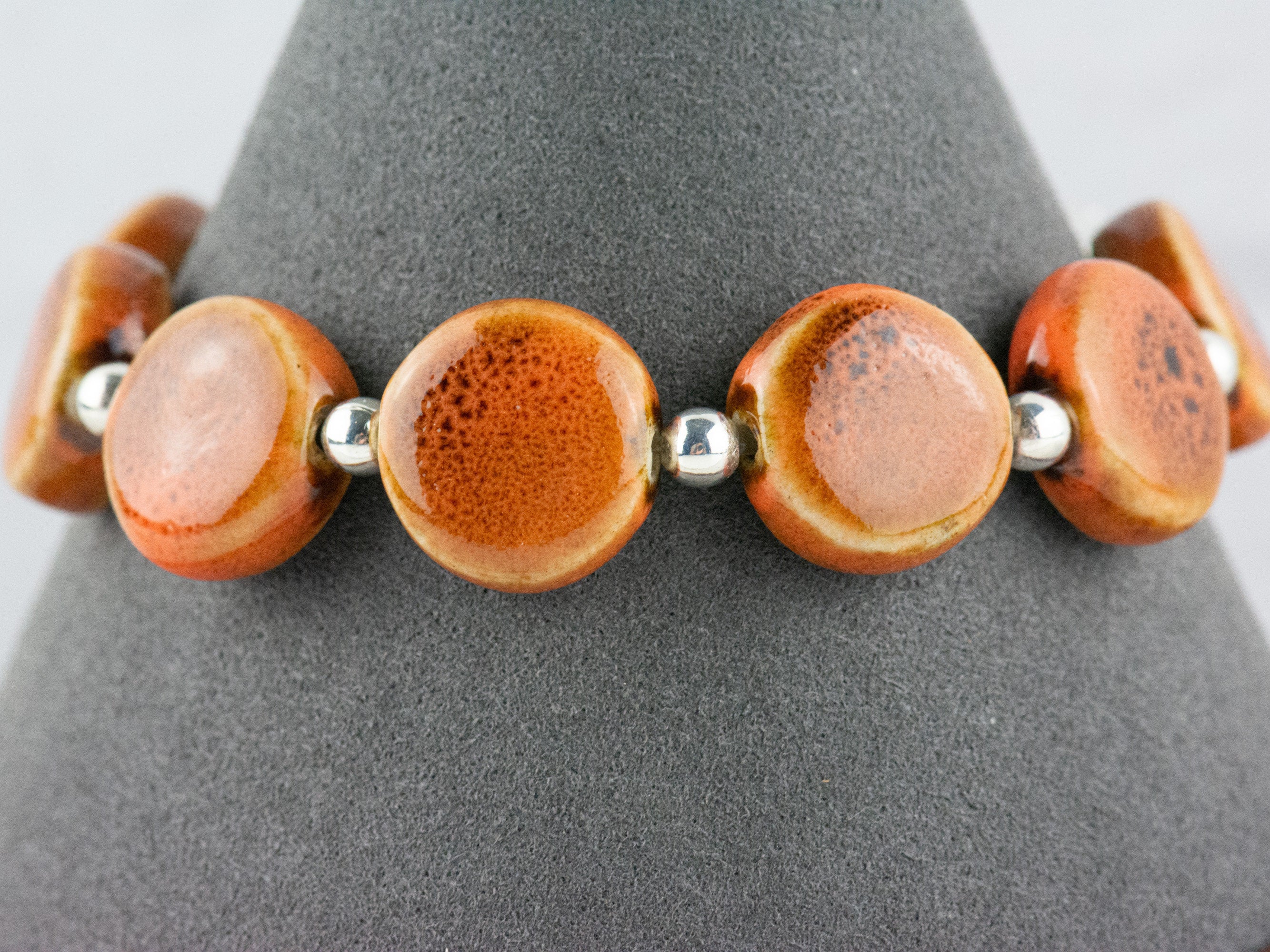 Brownish Pink Ceramic Interchangeable Stretch Beaded Watch Band • Medical ID Bracelet • Single Strand • Handmade Jewelry