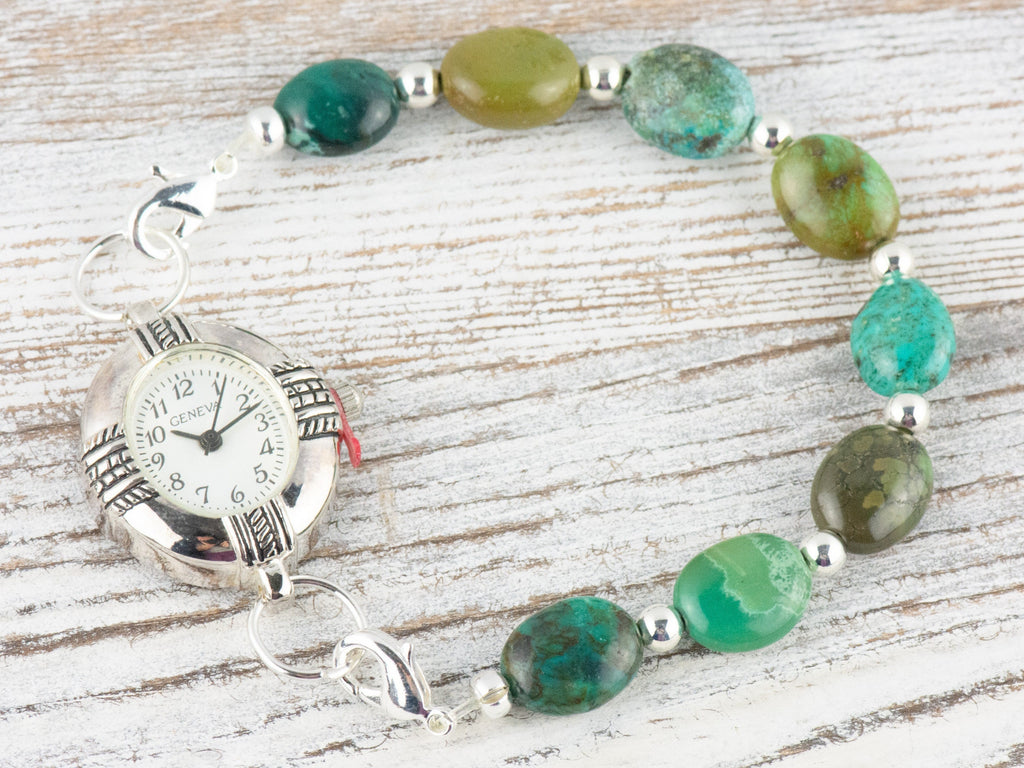 Green Jasper Interchangeable Stretch Beaded Watch Band • Medical ID Bracelet • Single Strand • Handmade Jewelry