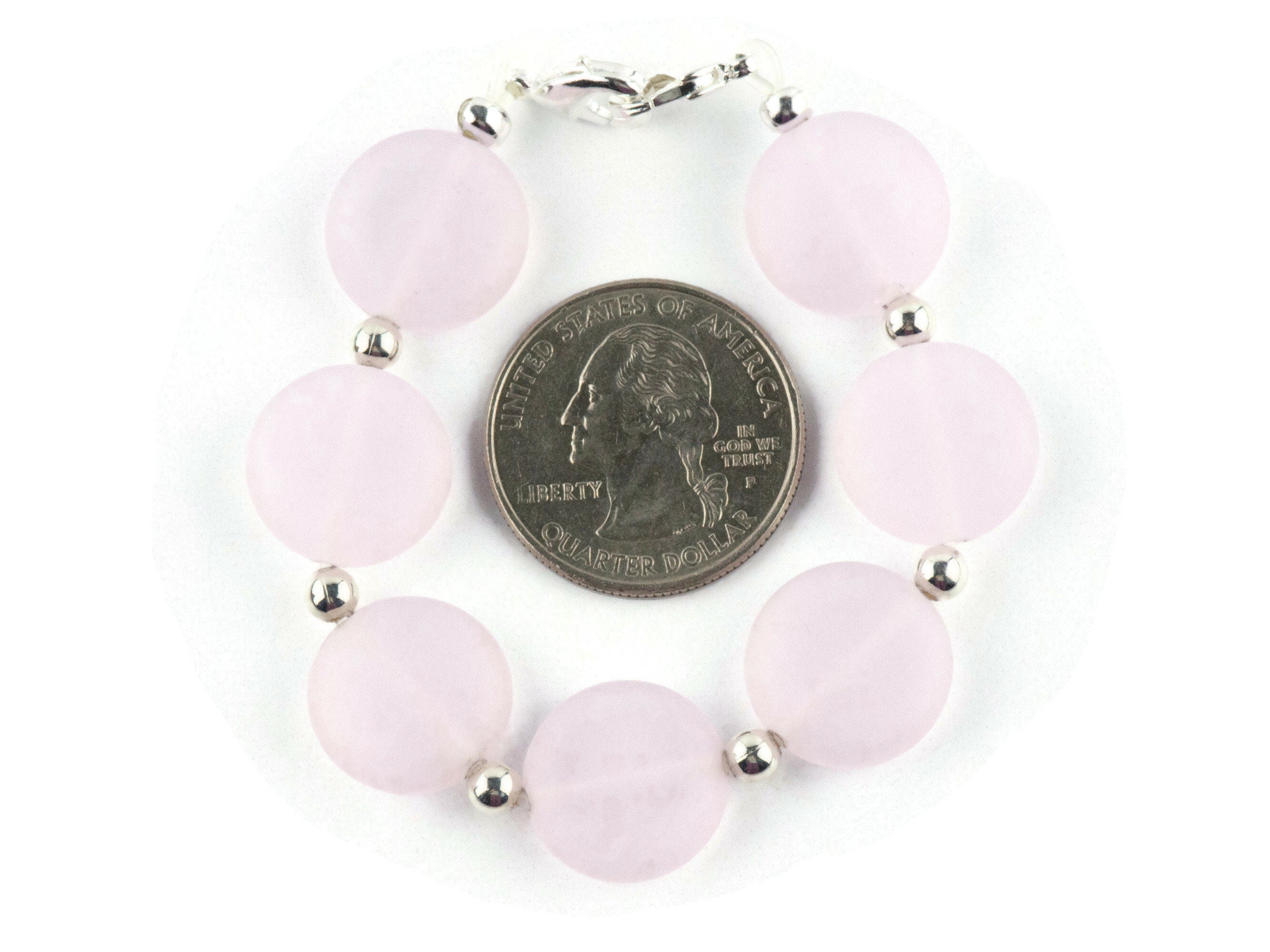 Frosted Pink Glass Interchangeable Stretch Beaded Watch Band • Medical ID Bracelet • Single Strand • Handmade Jewelry