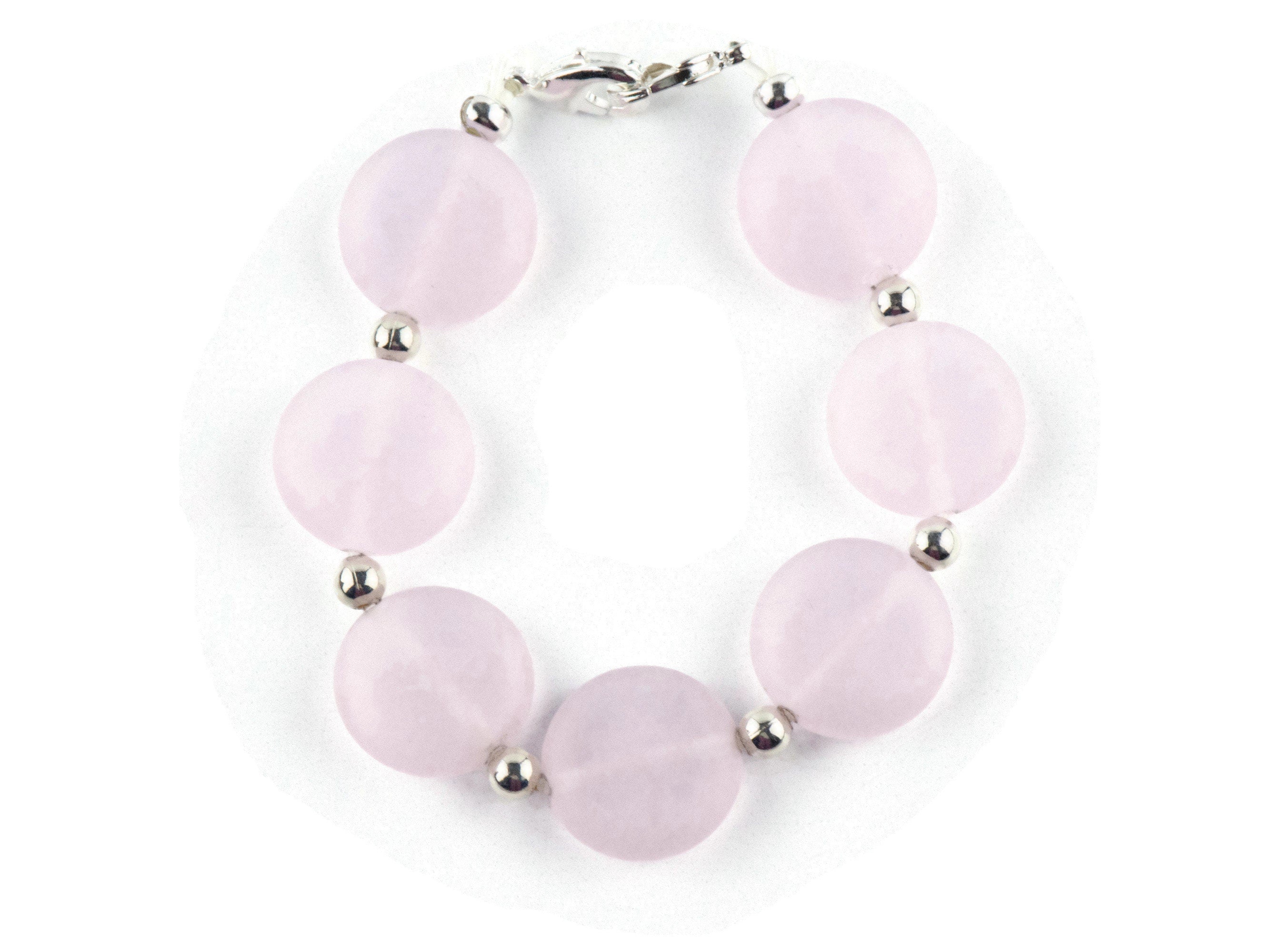 Frosted Pink Glass Interchangeable Stretch Beaded Watch Band • Medical ID Bracelet • Single Strand • Handmade Jewelry