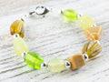 Earthy Green & Brown Glass Interchangeable Stretch Beaded Watch Band • Medical ID Bracelet • Single Strand • Handmade Jewelry