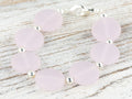 Frosted Pink Glass Interchangeable Stretch Beaded Watch Band • Medical ID Bracelet • Single Strand • Handmade Jewelry