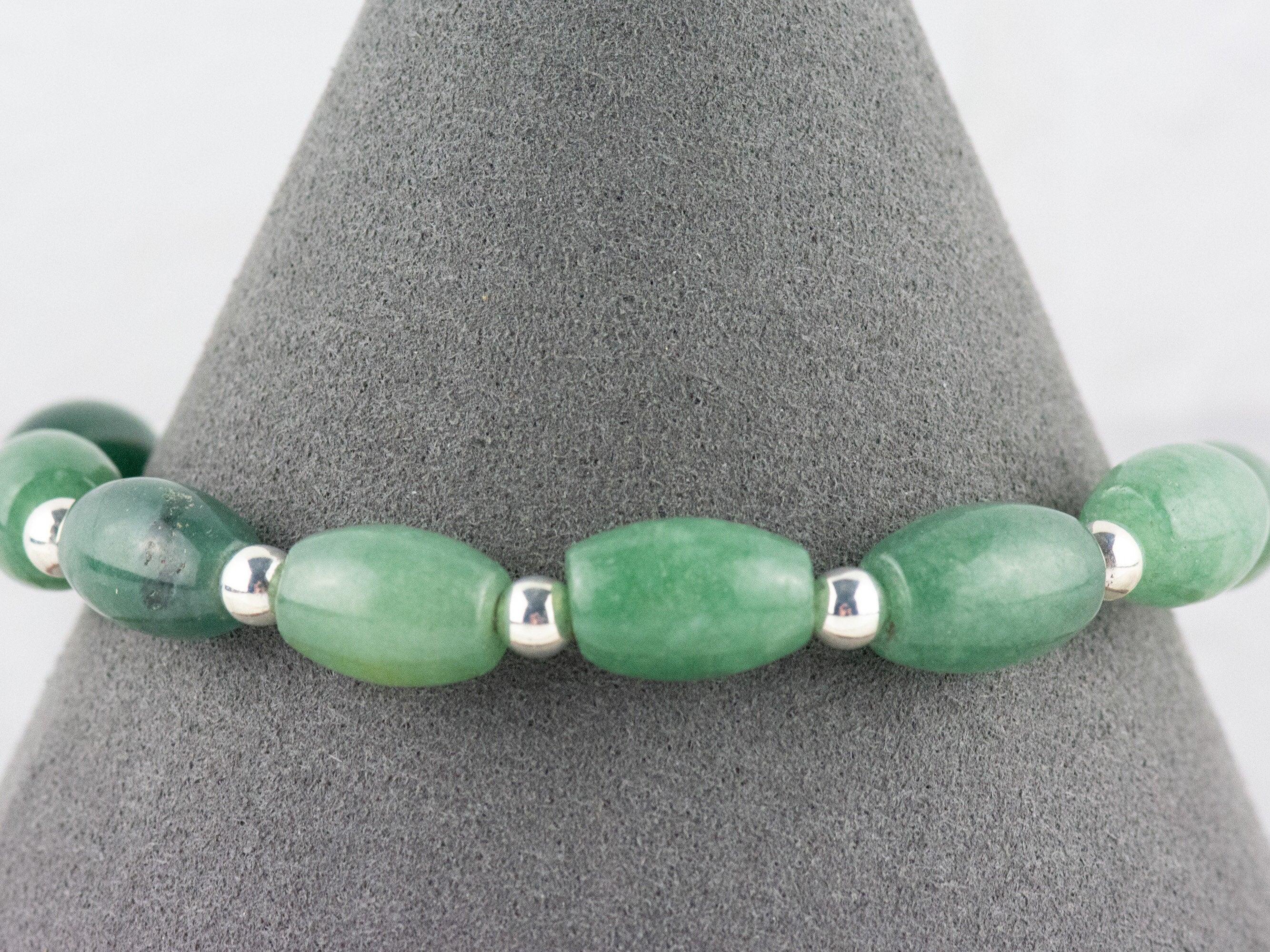Green Aventurine Interchangeable Stretch Beaded Watch Band • Medical ID Bracelet • Single Strand • Handmade Jewelry