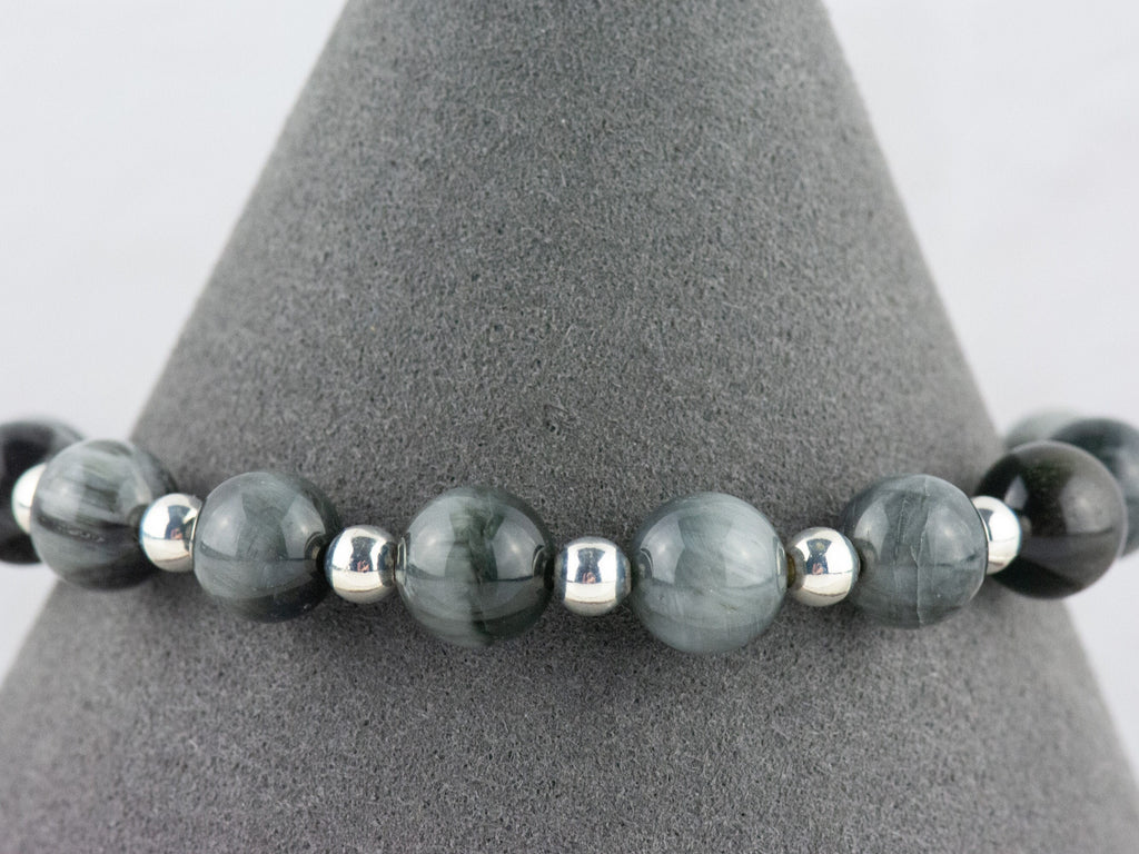 Hawk Eye Jasper Interchangeable Stretch Beaded Watch Band • Medical ID Bracelet • Single Strand Gemstone Band • Handmade Jewelry