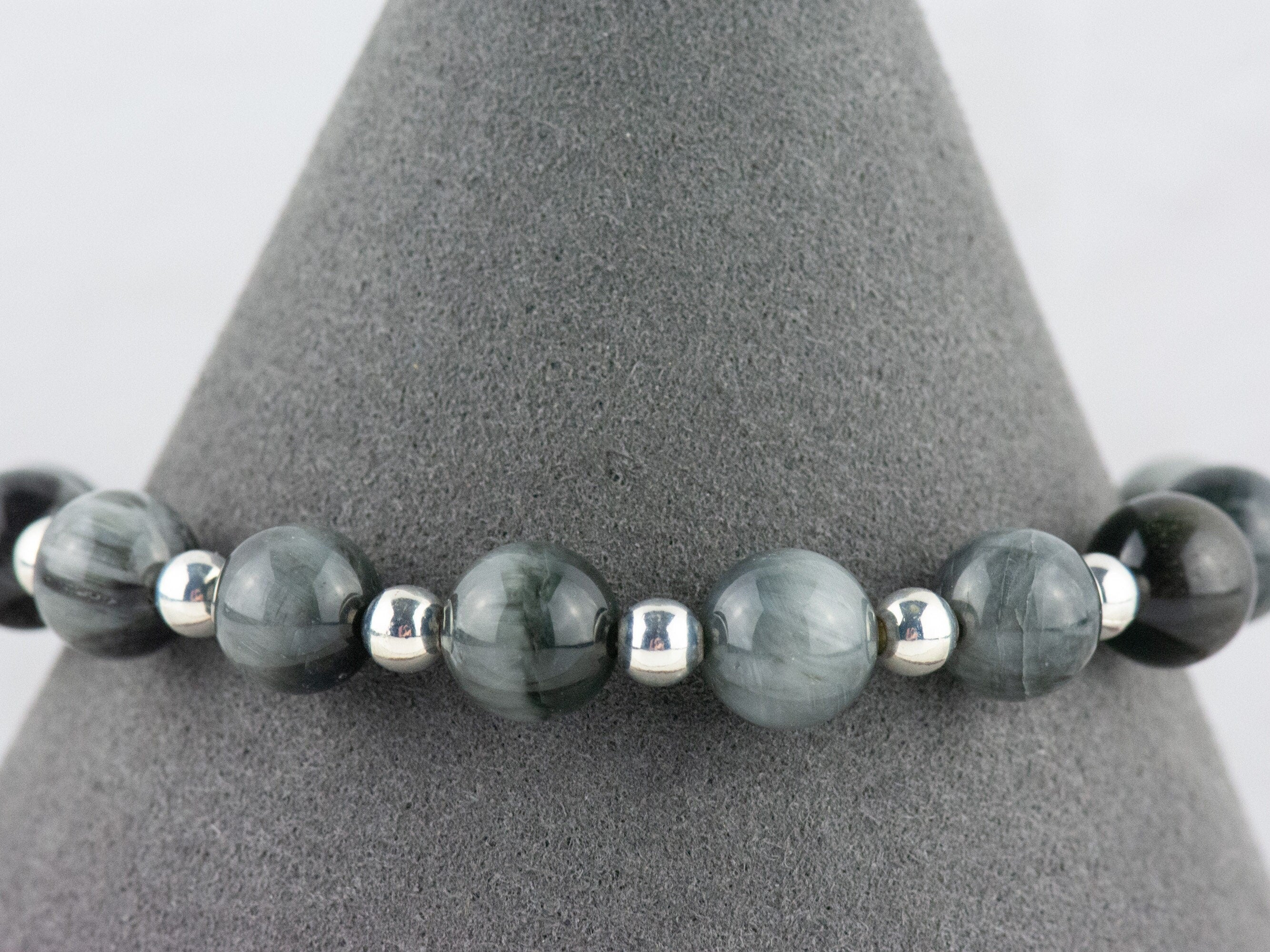 Hawk Eye Jasper Interchangeable Stretch Beaded Watch Band • Medical ID Bracelet • Single Strand Gemstone Band • Handmade Jewelry
