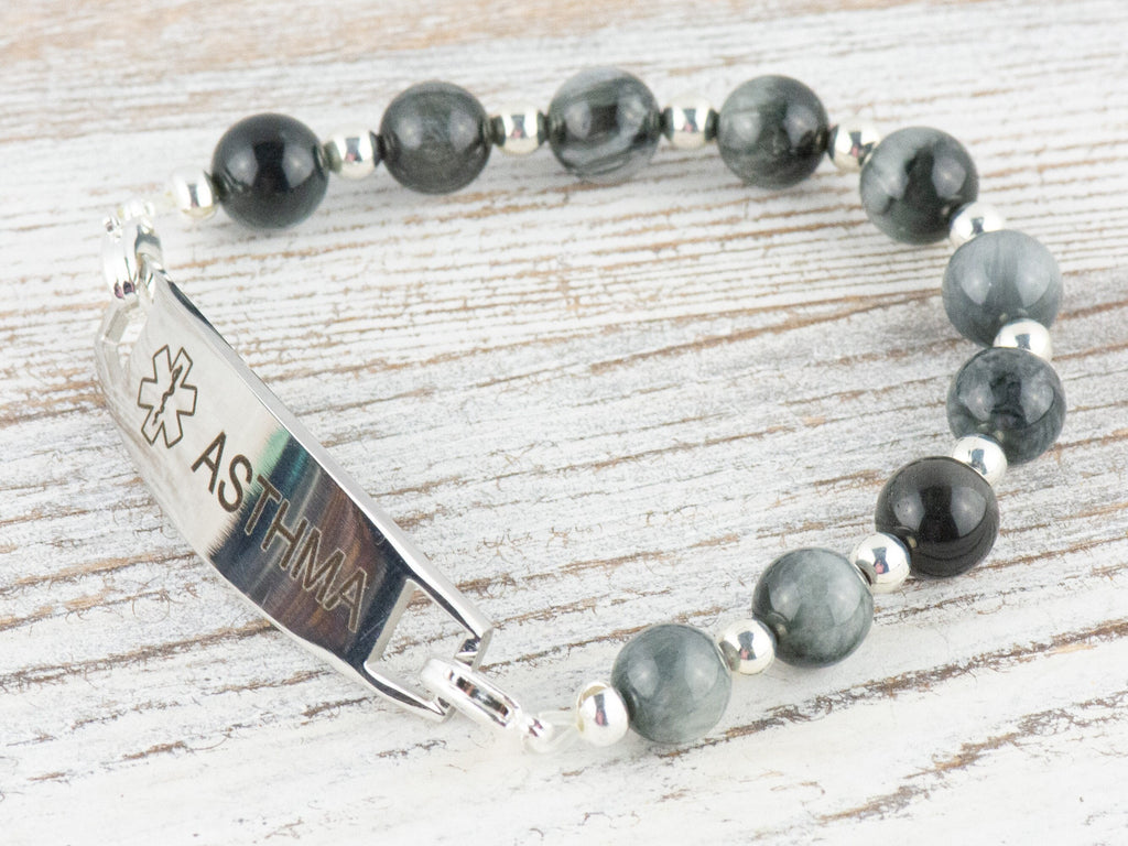 Hawk Eye Jasper Interchangeable Stretch Beaded Watch Band • Medical ID Bracelet • Single Strand Gemstone Band • Handmade Jewelry