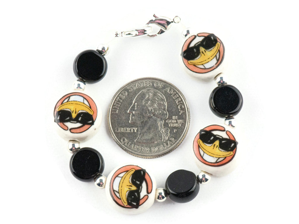 Happy Face with Sunglasses Interchangeable Stretch Beaded Watch Band • Medical ID Bracelet • Single Strand • Handmade Jewelry