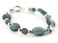 Smoky Gray Glass Interchangeable Stretch Beaded Watch Band • Medical ID Bracelet • Single Strand • Handmade Jewelry