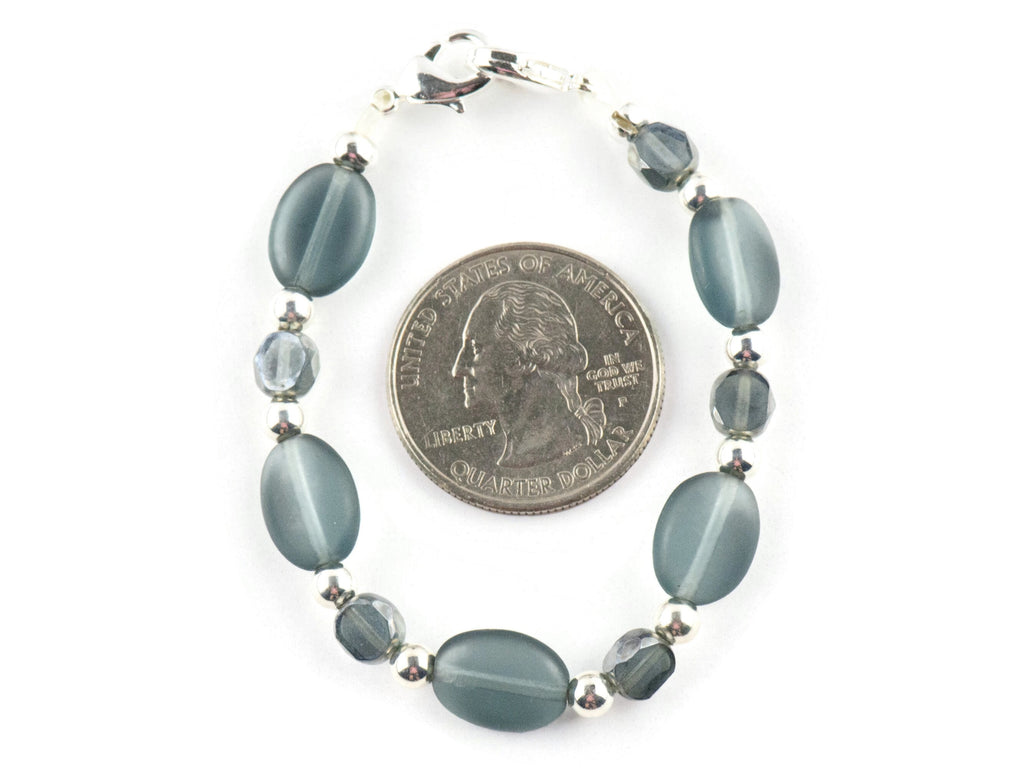 Smoky Gray Glass Interchangeable Stretch Beaded Watch Band • Medical ID Bracelet • Single Strand • Handmade Jewelry