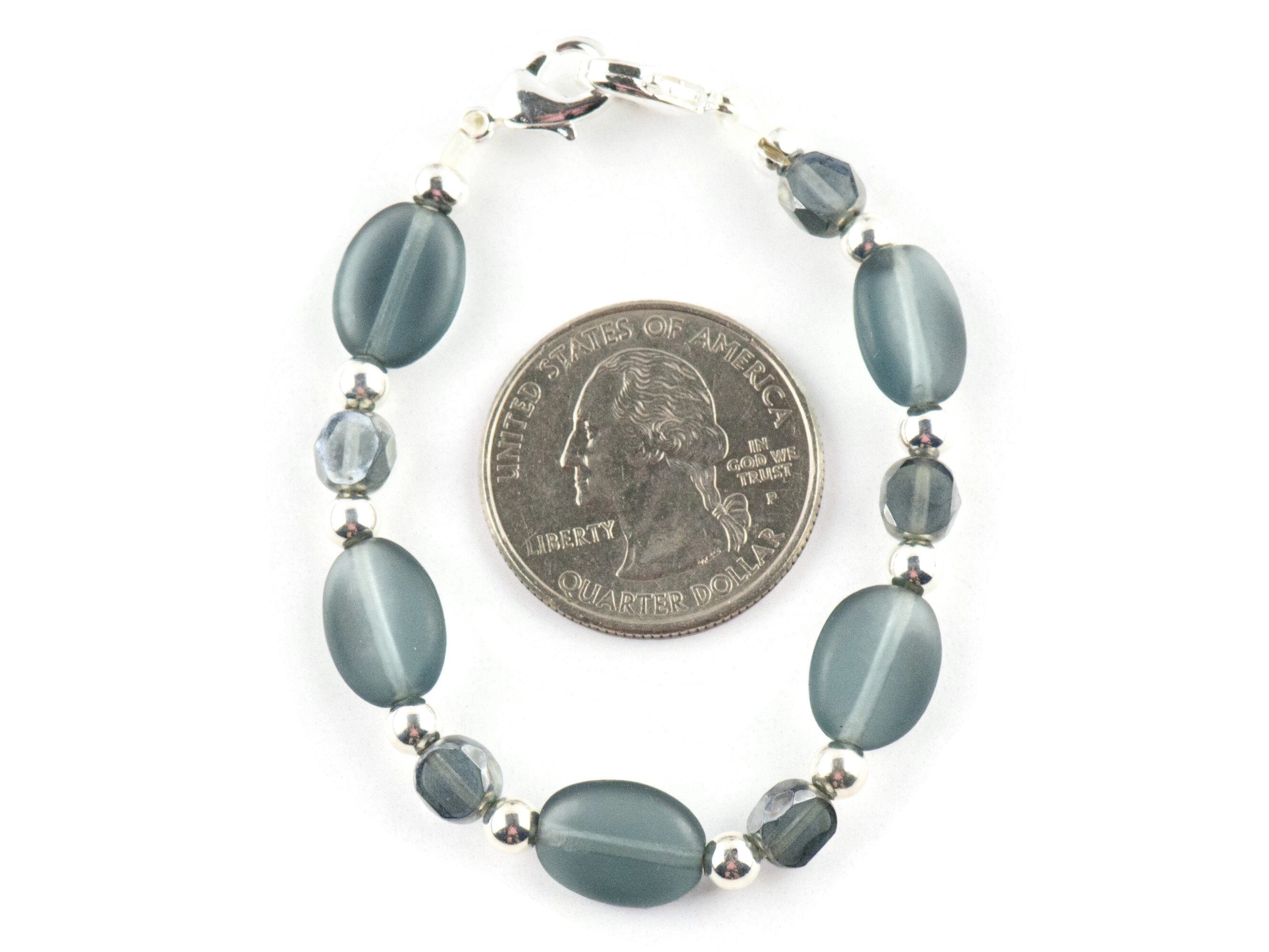 Smoky Gray Glass Interchangeable Stretch Beaded Watch Band • Medical ID Bracelet • Single Strand • Handmade Jewelry