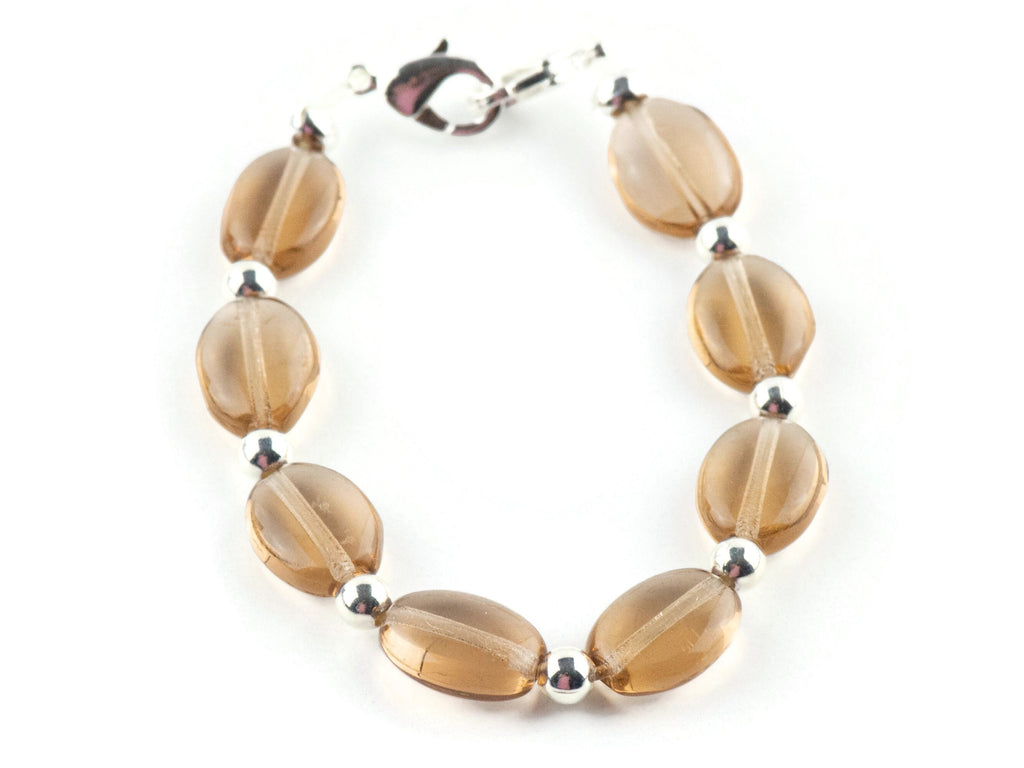 Topaz Glass Interchangeable Stretch Beaded Watch Band • Medical ID Bracelet • Single Strand • Handmade Jewelry