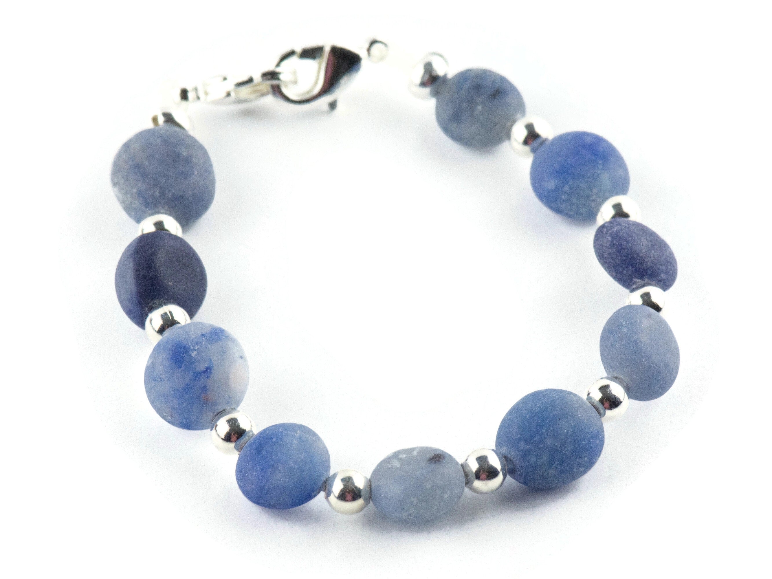 Matte Blue Sodalite Interchangeable Stretch Beaded Watch Band • Medical ID Bracelet • Single Strand • Handmade Jewelry