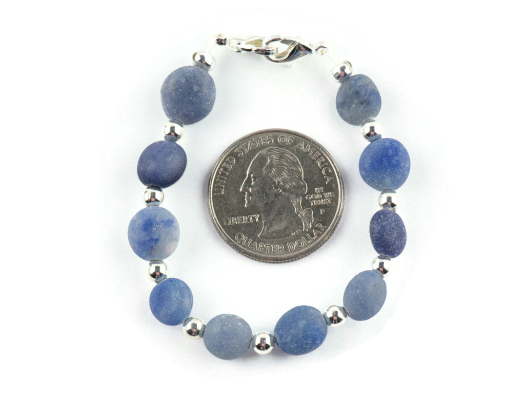 Matte Blue Sodalite Interchangeable Stretch Beaded Watch Band • Medical ID Bracelet • Single Strand • Handmade Jewelry