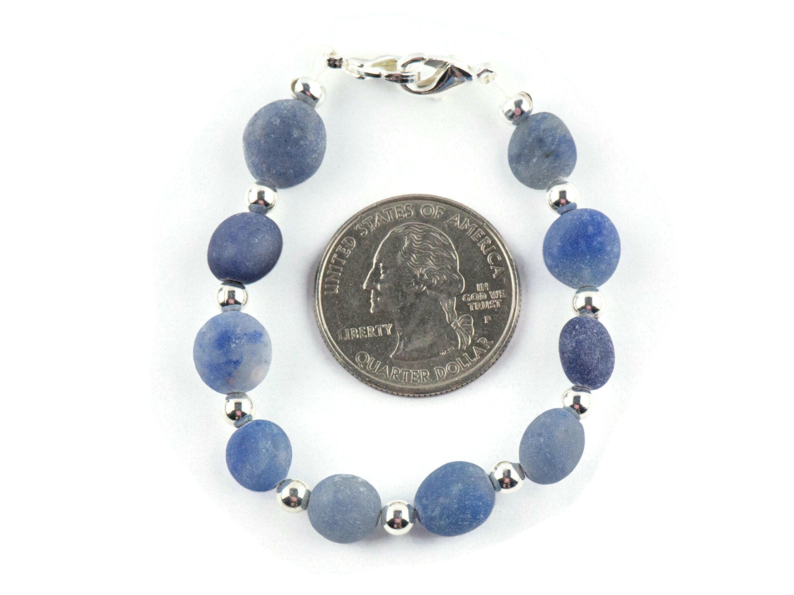 Matte Blue Sodalite Interchangeable Stretch Beaded Watch Band • Medical ID Bracelet • Single Strand • Handmade Jewelry