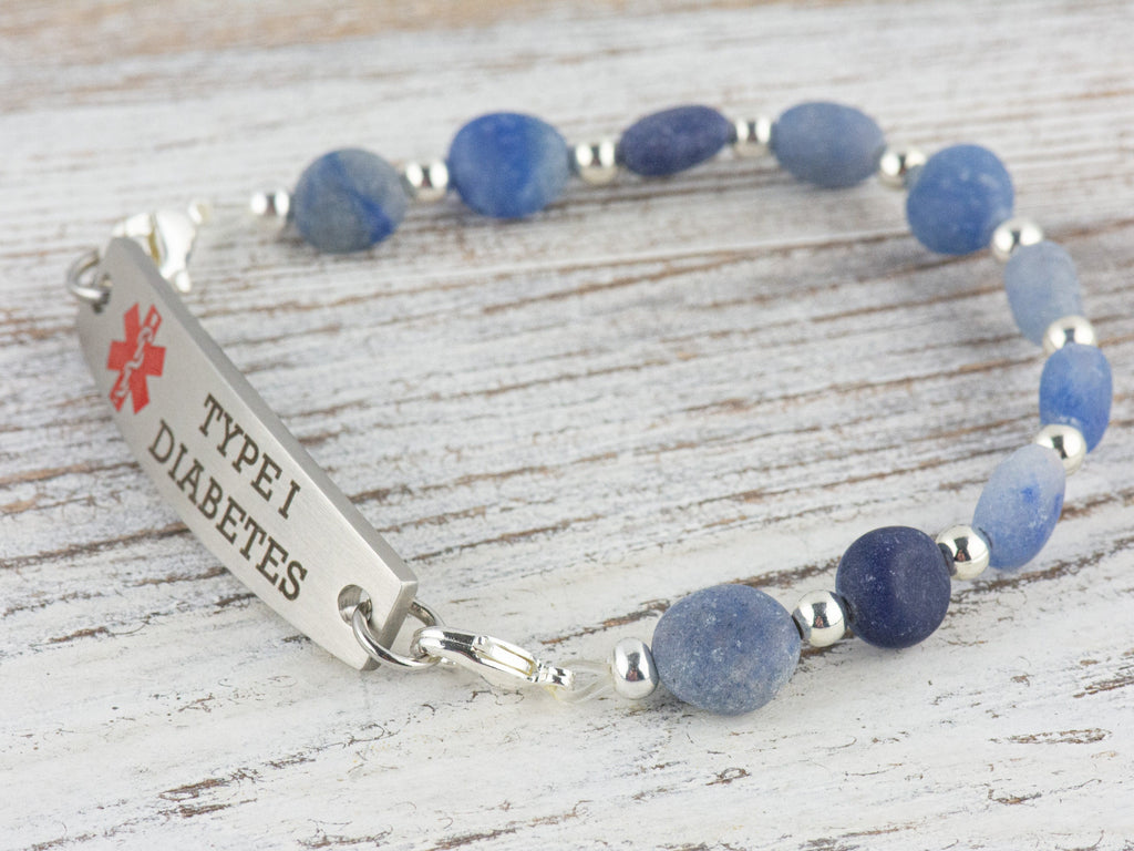 Matte Blue Sodalite Interchangeable Stretch Beaded Watch Band • Medical ID Bracelet • Single Strand • Handmade Jewelry