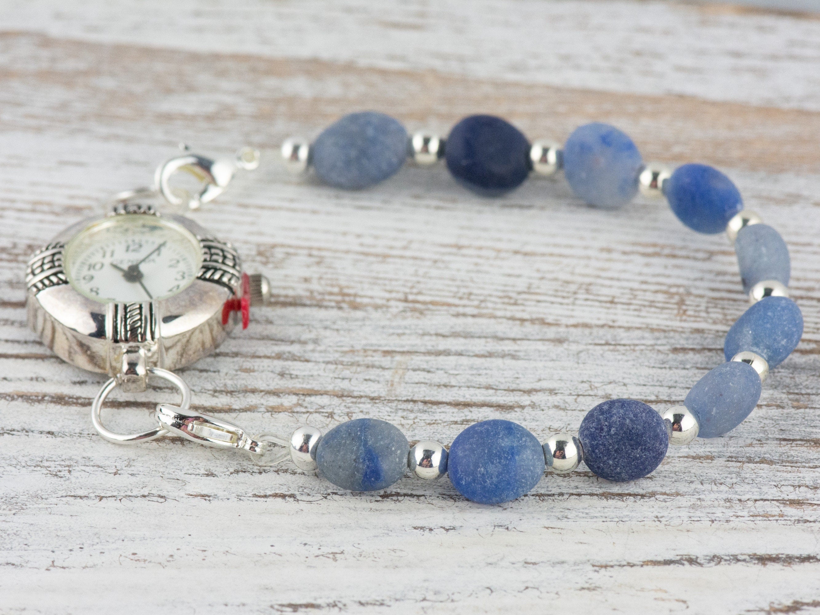 Matte Blue Sodalite Interchangeable Stretch Beaded Watch Band • Medical ID Bracelet • Single Strand • Handmade Jewelry