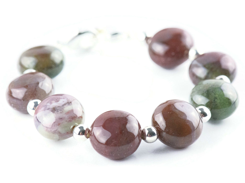 Fancy Jasper Puffs Interchangeable Stretch Beaded Watch Band • Medical ID Bracelet • Single Strand • Handmade Gemstone Jewelry