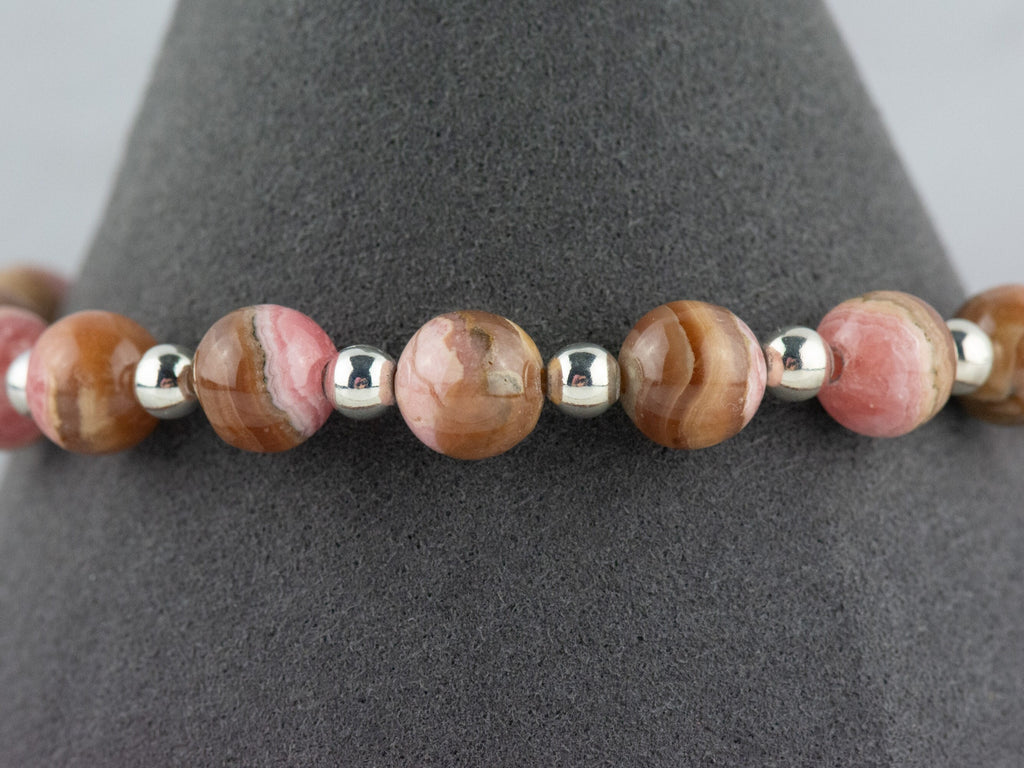 Rhodochrosite Interchangeable Stretch Beaded Watch Band • Medical ID Bracelet • Single Strand Gemstone Band • Handmade Jewelry