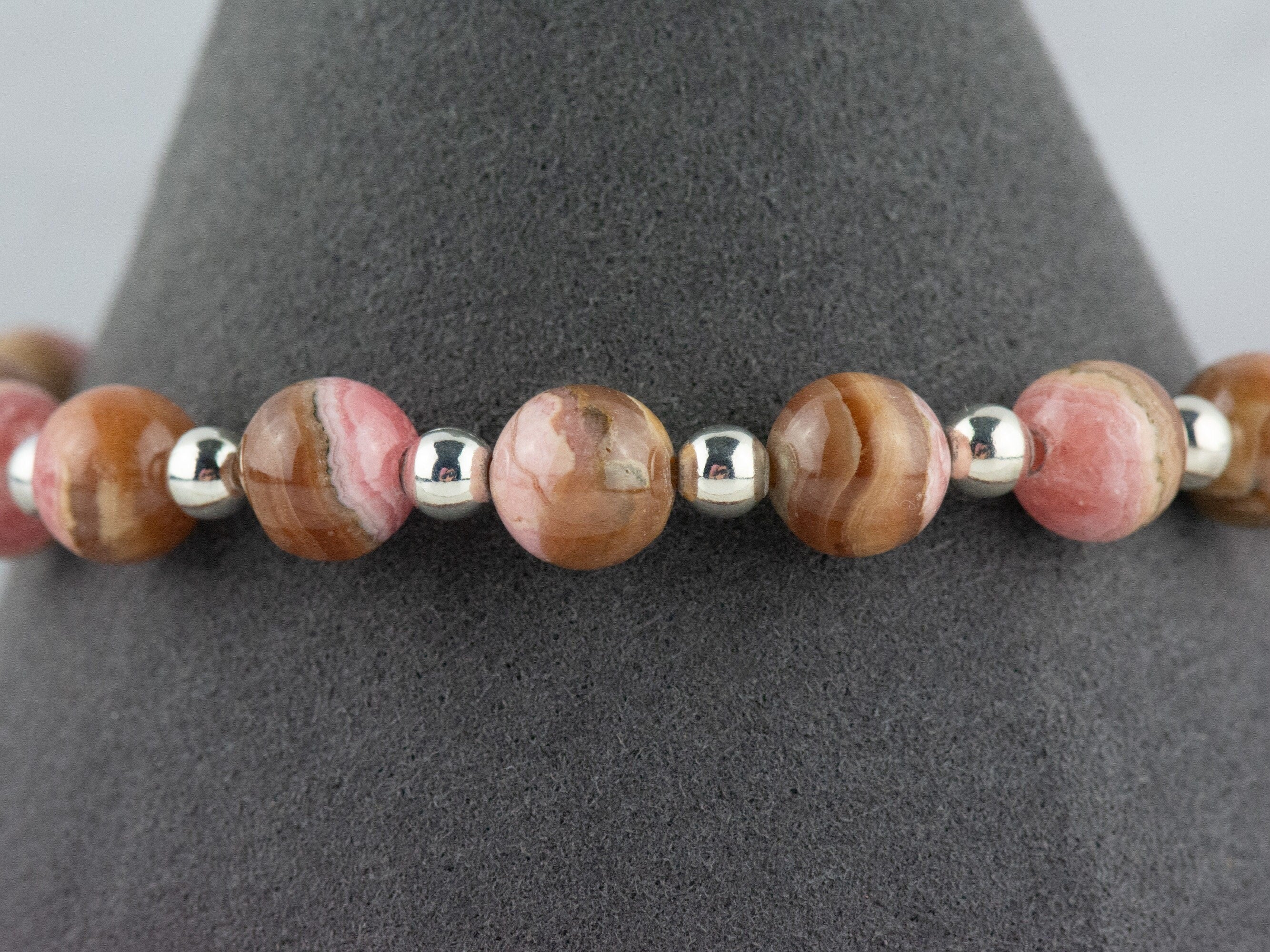 Rhodochrosite Interchangeable Stretch Beaded Watch Band • Medical ID Bracelet • Single Strand Gemstone Band • Handmade Jewelry