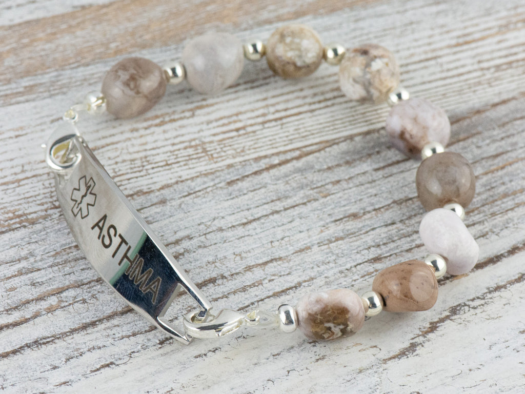 Agate Nugget Interchangeable Stretch Beaded Watch Band • Medical ID Bracelet • Single Strand • Handmade Gemstone Jewelry
